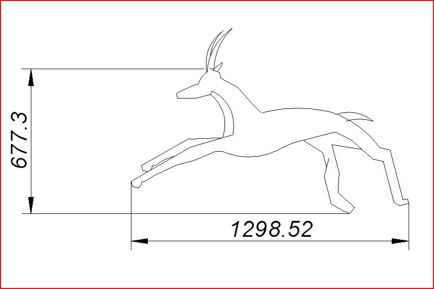 Maßzeichnung einer springenden Antilope oder Gazelle