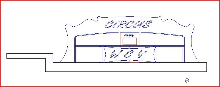 Entwurfszeichnung für einen Circus-Schriftzug auf einem Wagen